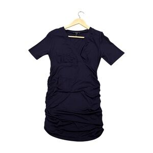 Isabella Oliver Women’s Ruched Crossed V-Neck Maternity Top Navy Size 3 US 8